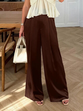 Forever 21 High Waist Relaxed Straight Wide Leg Pants Work
